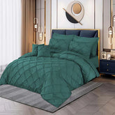 3 Pcs Pintuck Duvet Set -  Teal